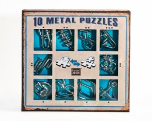 Набор из 10 металлических головоломок (синий) / 10 Metal Puzzles blue set