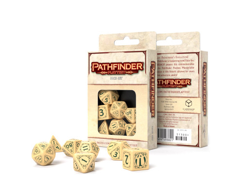 Набор кубиков Pathfinder Playtest Dice set, 7 шт, бежево-зеленый