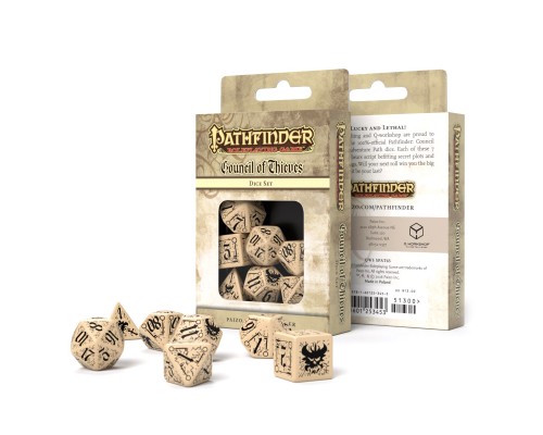 Набор кубиков Pathfinder Council of Thieves dice set, 7 шт, бежево-черный