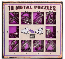 Набор из 10 металлических головоломок (фиолетовый) / 10 Metal Puzzles purple set