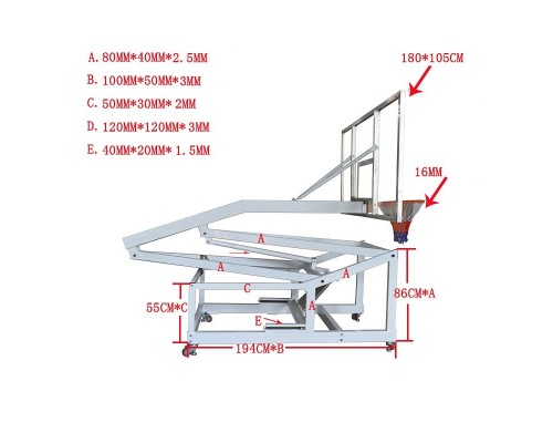 Мобильная баскетбольная стойка клубного уровня STAND72G