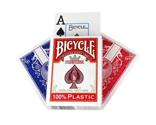 Карты Bicycle Prestige Rider 100% Plastic Jumbo red/blue