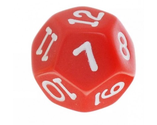 Кость игральная Простая, D20, 16мм, красный